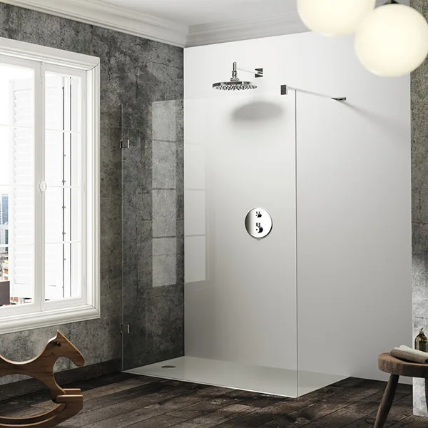 Solva pure rahmenlos 4 Eck Seitenwand alleinstehend 600x600