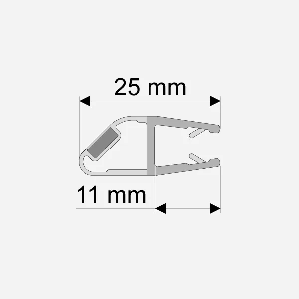 Magnetleiste 45°, rechts, 6 mm / 2000mm
