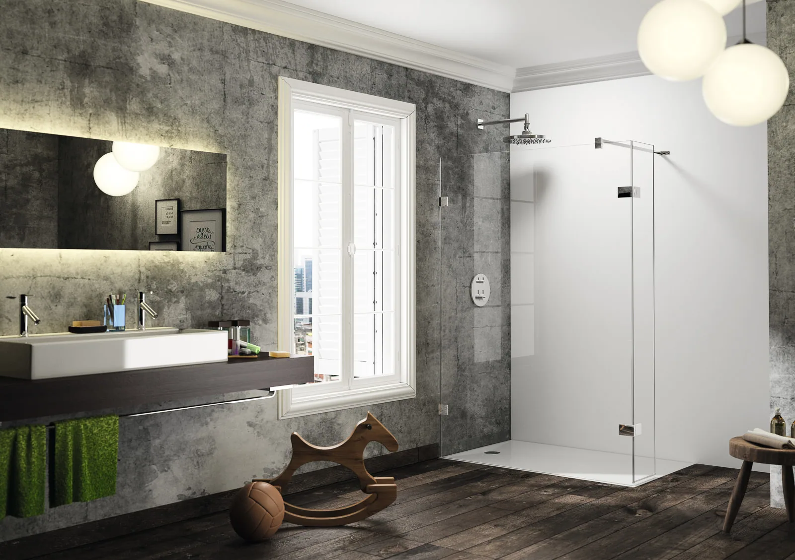 Solva pure rahmenlos 4 Eck Seitenwand mit beweglichem Segment