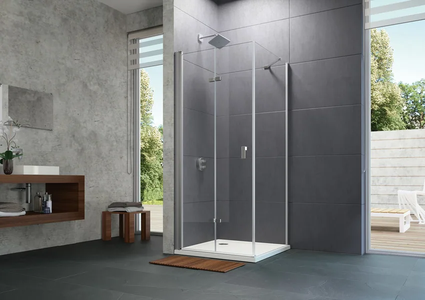 Design pure Schwingfalttür mit Seitenwand