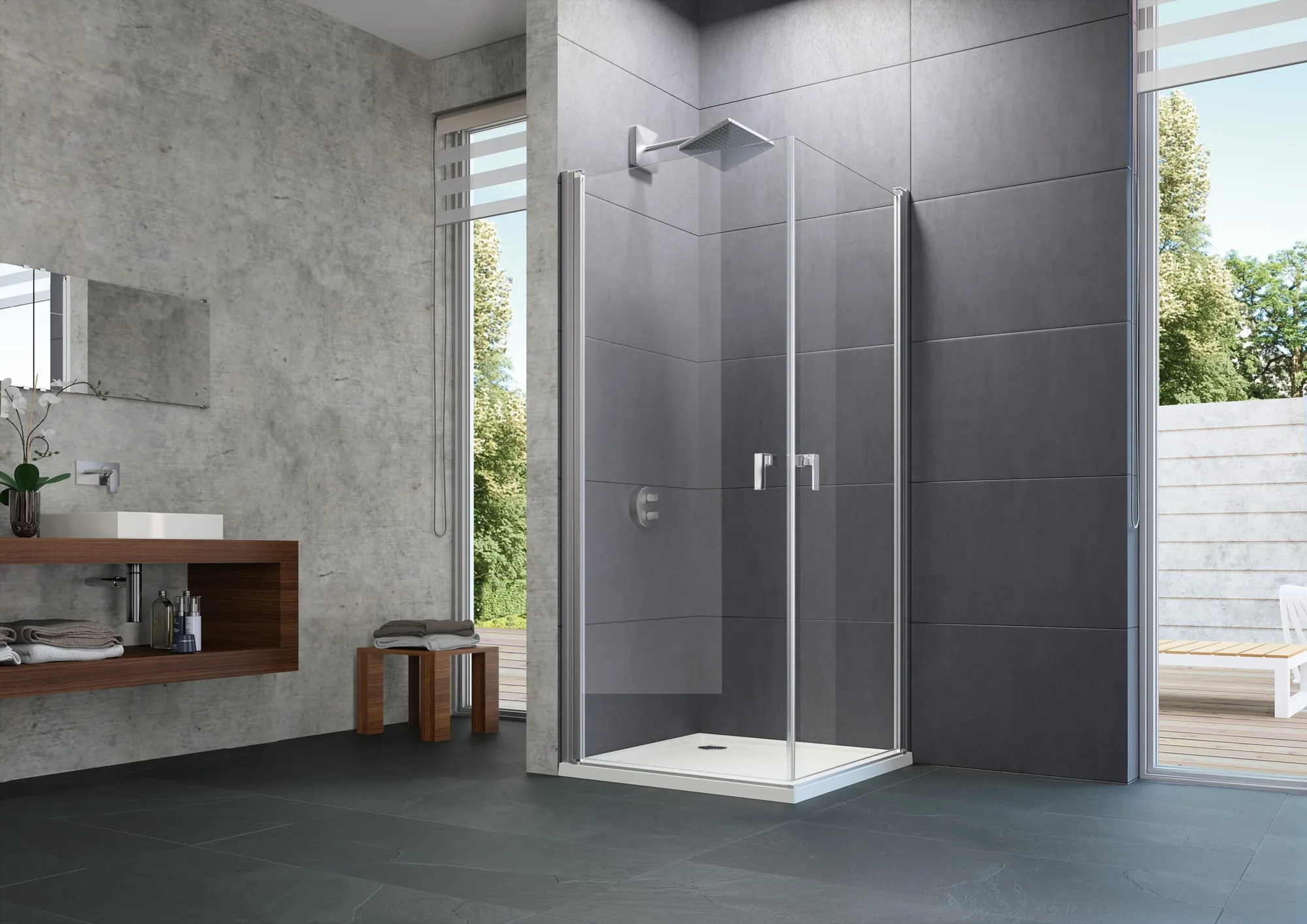 Design pure Schwingtüreckeinstieg