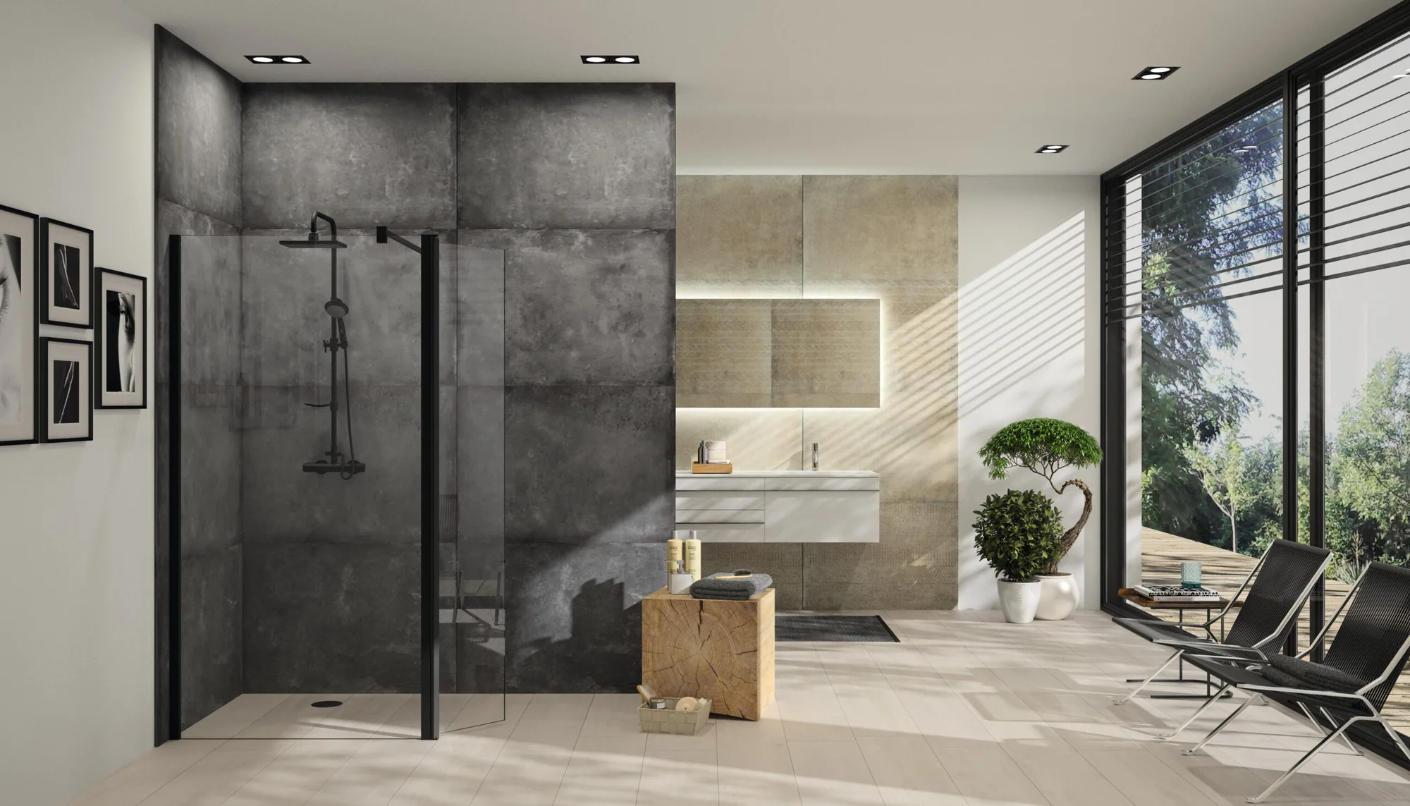 Design pure Walk In SW mit bew. Segment (BlackEdition)